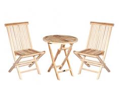 Trendy Home GmbH 3tlg Balkonset Teakholz Klappstuhl Klapptisch Ø 60 cm rund Bistroset Teakholz 3-teilig