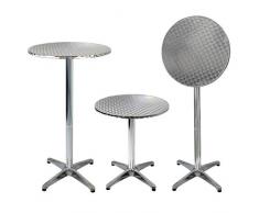 Wohaga Aluminium Bistrotisch Stehtisch, Ø60cm, H70/110cm, klappbare Tischplatte