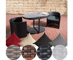 CLP Polyrattan Sitzgruppe Bayamo I Robuste Gartenmöbel Mit Aluminiumgestell I 3-Teiliges Garten-Set aus Flachrattan I Schwarz, eisengrau