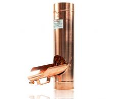 Kupfer Regenrohrklappe 100 mm mit Edelstahl Sieb für Fallrohr - Fallrohrklappe als Regenwassersammler für Regentonnen, einfache Montage dank konischer Form & passgenauem Übergang - Inkl. Bleistift