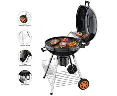 TACKLIFE Holzkohle Grill, Kugelgrill 91 * 76 * 56 cm, ø 57cm mit 4 Dicke Beine, Rundgrill mit Extra Grill und Regal, geeignet für Partys, Camping, Grillen (Empfohlene: 5-12 Personen) - CG01A