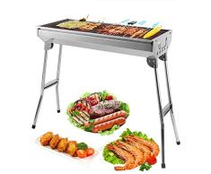 Uten Camping Grill Picknickgrill BBQ Grill Tragbarer Rost Klappgrill Holzkohlegrill Edelstahl Barbecue Holzkohle Grill für BBQ Party Garten Camping ca. 74 x 33 cm Grillfläche (Groß)
