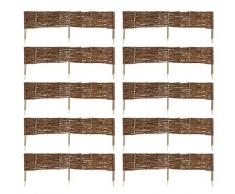 MC.Sammler 10 x Beeteinfassung aus Weide 16 Größen Weidenzaun Rasenkante Beetbegrenzung Steckzaun imprägniert mit Buchepflöcken für leichtes Einsetzen Länge: 120 cm Höhe: 20 cm