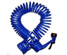 Yachticon Spiral-Wasserschlauch Set mit 7-Fach-Multifunktions-Sprühpistole Länge max. 15 m