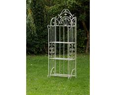 aubaho Nostagie Regal 170cm Eisenregal Blumenregal Gartenregal antik Stil Creme weiß