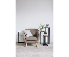 1 BestLoft Blumensäule Dora aus Eiche - Dekosäule im schlanken Design + Stahlgestell (Gestell Schwarz, Höhe 50 cm)