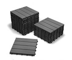SAM Terrassenfliesen WPC Kunststoff, 22er Spar Set 2m², anthrazit-grau, Bodenbelag mit Drainage, Garten Klick-Fliese