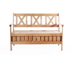Ambientehome Bank, Massivholz Truhenbank EVJE 120 cm Gartenbank, braun, 127x63x88 cm, 90460