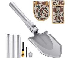 Klappspaten, Multifunktional-Klappschaufel, Rostfrei Spaten aus Hochwertiger Rostfreier Stahl, Einfach Tragbar, Abnehmbar Schaufel für Camping/Garten/Überleben