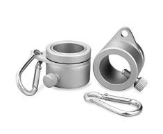 2 Stück Fahnenmast Ringe, 360 Grad drehbar, Aluminiumlegierung, Fahnenmast Befestigungsringe, Spinning-Set mit Karabiner für Durchmesser 1,75-3,8 cm Fahnenmast, Silber