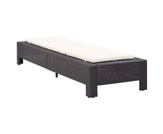 vidaXL Sonnenliege mit Auflage Liege Lounge Gartenliege Relaxliege Liegestuhl Rattanliege Rattanmöbel Gartenmöbel Schwarz Poly Rattan