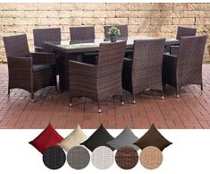 CLP Polyrattan-Sitzgruppe Avignon Big | Garten-Set mit 8 Sitzplätzen | Komplett-Set bestehend aus: 1x Tisch und 8 Gartenstühlen inklusive Sitzauflagen erhältlich Braun Meliert, anthrazit