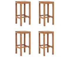 Tidyard Barhocker 4 STK. Barstühlen aus massivem Teakholz,Bistrohocker Tresenhocker küchenstühle 35 x 35 x 75 cm,Zusammenbau erforderlich: Ja