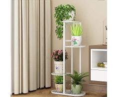 Cretee Stehendes Blumenregal weißer Pflanzenregal Metall Blumentreppe 4 Stufen Blumenetagere (4-Tier 5 Pots)