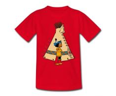 Yakari vor Indianerzelt Kinder T-Shirt von Spreadshirt®, 122/128 (7-8 Jahre), Rot