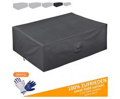 Abdeckung Schutzhülle Abdeckplane für Gartenmöbel 200*160*80 cm – PVC-beschichtet & verklebte Nähte – wasserdicht / UV-beständig / winterfest – mit Ventilationsfenster – Plus: Gartenhandschuhe gratis