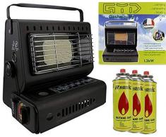 Camping Heizstrahler Gasheizung 1,3KW Gasstrahler Keramik Camping Heizung Zelt Heizung + 3 Gaskartuschen im Set