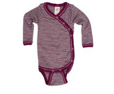 Wickelbody langarm, Engel Natur, Wolle (kbT) Seide (62/68, Hellgrau melange/Orchidee)