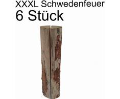 6 Stück Schwedenfeuer Baumfackel Finnenfackel Gartenfackel Fackel Höhe = 60 cm; Ø = 10-15 cm