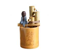 LOFAMI Zimmerbrunnen Bamboo Desktop-Wasser-Brunnen Buddha Kleiner Mönch Indoor Feng Shui-Ornamente Home Office Tischdekoration Trübungen Fertigkeit-Geschenk Zimmerbrunnen