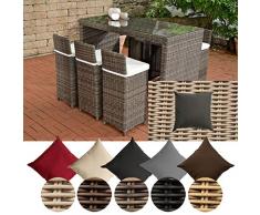 CLP Gartenbar-Set Lenox 5mm Aus Polyrattan I Gartenmöbel-Set: 6 Barhocker Inkl. 6 Sitzkissen Und EIN Bartisch I Erhältlich, Farbe:perlweiß, Polsterfarbe:Polsterfarbe Anthrazit