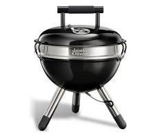 Jamie Oliver - C2140V - BBQ Holzkohle Grill Park, tragbarer Edelstahl-Kugelgrill mit Griff - schwarz, 38x18x38cm