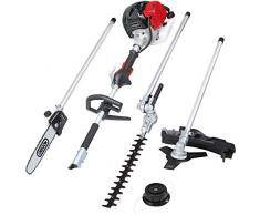 Scheppach Benzin Motorsense MFH5200-4P (1,8 PS, 4in1 Multitool - Rasentrimmer, Heckenschere, Hochentaster, 250mm Schwert/Kette von Oregon, schwenkbaar) mit Schnellwechsler und Gurt