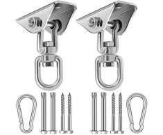 HOUSON Edelstahl Deckenhaken 2 Stück, 450KG Kapazität 360° Drehen Deckenhaken für Betonholz,Hängematte,Veranda Sitz,Stuhl,Schaukel,Yoga und mehr