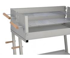 Jardinion Design Grillwagen, Stahl, 2 Grillroste verchromt, Holzkohle Grill BBQ Standgrill, 2 Rollen, Holzgriffe