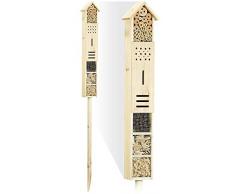 Royal Gardineer Bienenhotel: Insektenhotel Flip mit Erdspieß als Nisthilfe für Nützlinge, 160 cm (Insekten-Hotels)