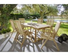 SAM 7tlg. Gartengruppe Kuba aus Teak-Holz, 1 x Ausziehtisch Kuba + 6 x Hochlehner Aruba