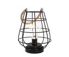 JHY DESIGN Käfig Glühbirne Laterne Dekorative Lampe Batteriebetriebene Akku-Akzentleuchte mit warmweißen Lichterketten LED Edison Glühbirnenlampe für Wohnzimmer schöne Küche Hochzeit (Schwarz)