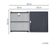TAINO Basic 4+1 Gusseisen Rost Grillplatte Grillrost Zubehör Set Gasgrill Grill Wendeplatte