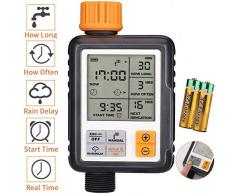 Garden Bewässerungscomputer automatische Zeitschaltuhr, IP65 Wasserdicht und leckagefrei Bewässerungsuhr mit zeitgesteuerter Bewässerung, Regenverzögerung, manueller Steuerung und Kindersicherung