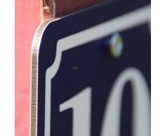 Hausnummer Schild 2mm Aluverbund, blau 10x10 cm, für Zaun, Gartentor, Tür