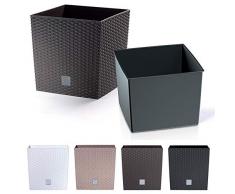 Blumenkübel Blumenkasten Blumentopf Übertopf Rattan Optik Pflanzkübel mit Einsatz Modell Low (265 Anthrazit)