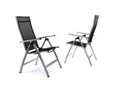 Nexos ZGC34483_SL02 2er Set Deluxe Alu Stuhl extrabreit Klappstuhl Gartenstuhl Verstellbar Schwarz Hochlehner XL,