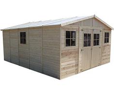 TIMBELA M333 Blockbohlen Gartenhaus aus Massiv-Holz - Kiefer/Fichte Chalet - 518 x 420 cm, 20 m²
