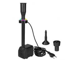 town sister 10W Unterwasser Wasserspielpumpe Springbrunnenpumpe 500L/H Wasserpumpe Tauchpumpe mit 5m Kabel Farbig LED Ring Filter Licht Beleuchtung für Gartenteiche Fischteiche Brunnen Aquarien