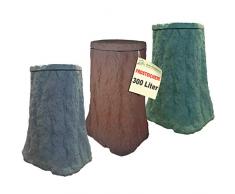 WINTER-SONDERPREIS: REGENTONNE REGENFASS BAUM 300l - FROSTSICHERES, LANGLEBIGES Regenfass mit stabilem Deckel und Wasserhahn (Braun)