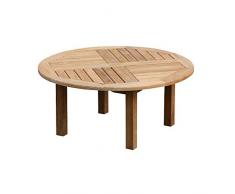 Teako Design Couchtisch Verona rund Ø 100 Teak unbehandeltes Massivholz Teakholz Wetterfest Gartentisch Beistelltisch