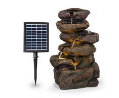 blumfeldt Savona Solarbrunnen,inkl. Solarpanel,Leistung: 2,8 Watt,Lithium-Ionen-Batterie (ca. 5h Laufzeit),LED-Beleuchtung,Material: Polyresin,frostbeständig,Steinoptik