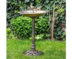 Vogeltränke, Futterplatz, Garten/Balkon Dekoration, Vogelbecken glatt Gold/Braun, Höhe ca. 85cm