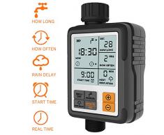 CROSOFMI Bewässerungscomputer Wasserzeitschaltuhr Garten Zeitschaltuhr Bewässerung,Großes 3-Zoll-Display Regenverzögerung und Kindersicherung