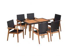 vidaXL Gartenmöbel 7-TLG. Poly Rattan Gartengarnitur Sitzgruppe Gartenset