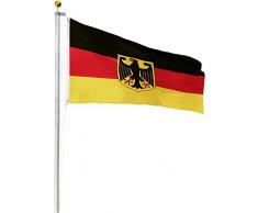 normani Fahnenmast 5xALU, Bodenhülse, Seilzug, Obere Abdeckung inkl. Deutschlandfahne mit Ösen, 150 x 90 cm Farbe Deutschland mit Adler Größe 6.5 Meter