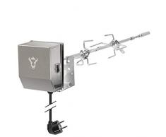 BBQ-Toro Edelstahl Grillspieß Set passend für Weber Spirit II Gasgrill I mit 2X Fleischnadeln, Griffstück und Motor I Rotisserie Drehspieß