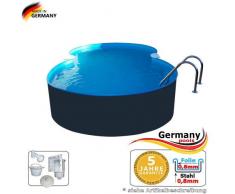 Germany-Pools Achtformbecken 5,25 x 3,2 x 1,25 Anthrazit Achtformpool Stahlwandpool Achtform Pool Aufstellbecken Gartenpool Aufstellpool