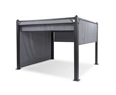 blumfeldt Pantheon Cortina 3x3 Meter Garten-Pavillon mit Dach - Partyzelt, Vordach, Robustes Aluminium, Polyester, stufenlos raffbares Dach, Windschutz, inklusive Montagematerial, grau