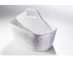 Pflanzgefäß mit Prägemuster oval in weiß